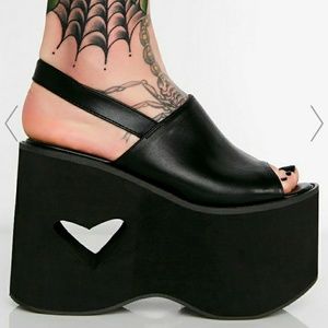 Dark Sweet Love Heart Cut Out Platforms